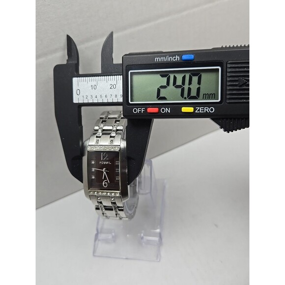 Fossil ES2123 Womens Tank  Brown Dial Crystal Quartz Watch New Battery 5ATM - Picture 5 of 11